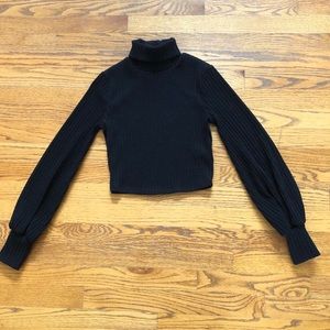 Blue Blush Turtle neck crop sweater top